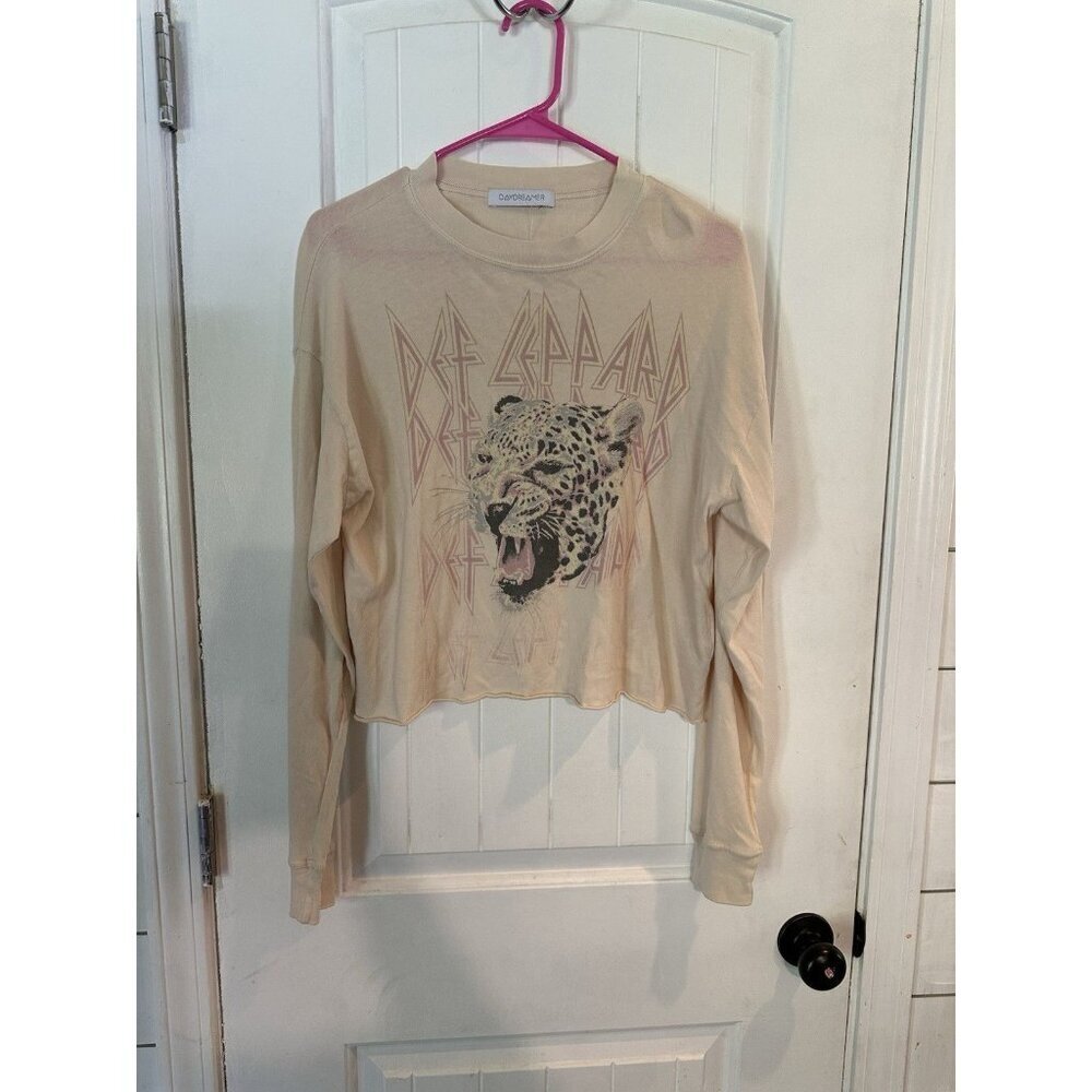 Daydreamer Def Leppard Stacked Crop Graphic Tee Size XS